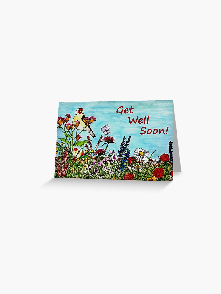 Thumbnail 1 of 2, Greeting Card, Flower Meadow Get Well Soon Card designed and sold by EuniceWilkie.