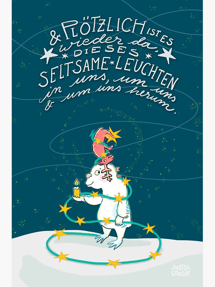 Yeti & Hirsch mit Lichterkette von JudithGanter