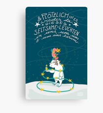 Yeti & Hirsch mit Lichterkette Leinwanddruck