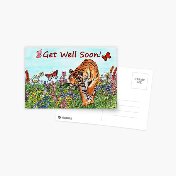Tiger in a Perfect World - Get Well Soon Card Postcard