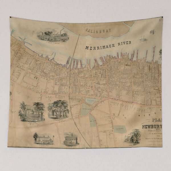 Item preview, Vintage Map of Newburyport MA (1851) designed and sold by BravuraMedia.