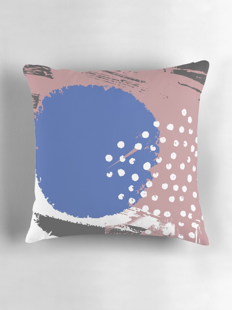 Thumbnail 3 of 4, Pillow, Big Blue Circle and Dots designed and sold by HoopandHoller.