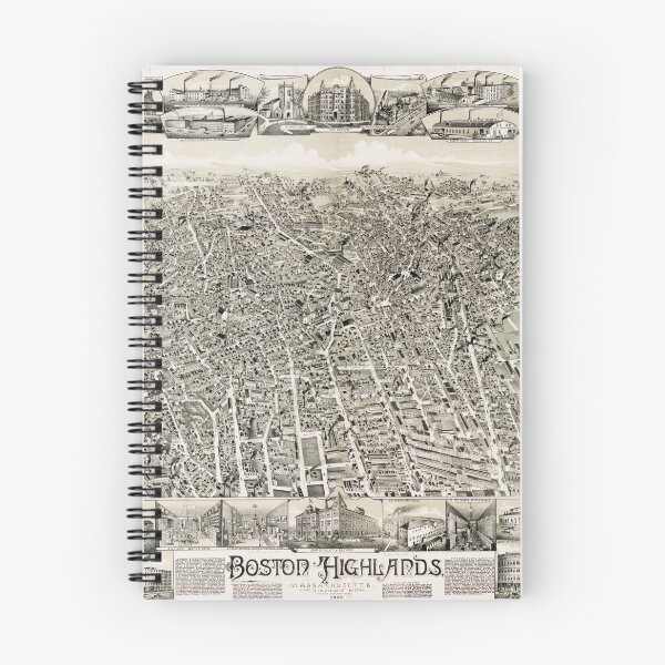 Item preview, Vintage Pictorial Map of The Boston Suburbs (1888) designed and sold by BravuraMedia.