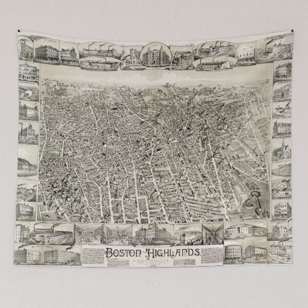 Item preview, Vintage Pictorial Map of The Boston Suburbs (1888) designed and sold by BravuraMedia.