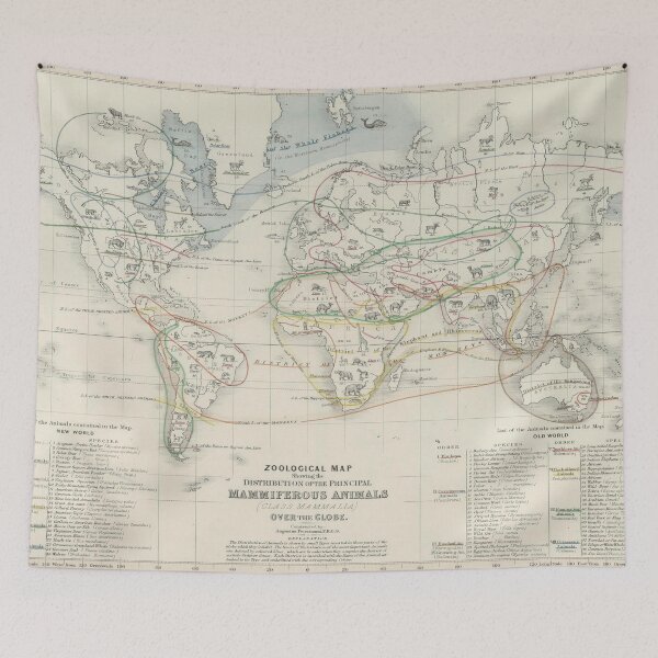 Item preview, Vintage Map of the Worlds Mammals (1850) designed and sold by BravuraMedia.