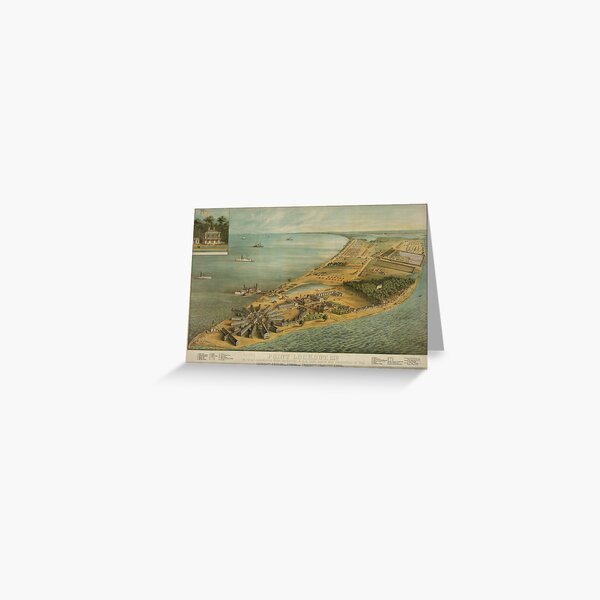 Vintage Pictorial Map of Point Lookout MD (1864) Greeting Card