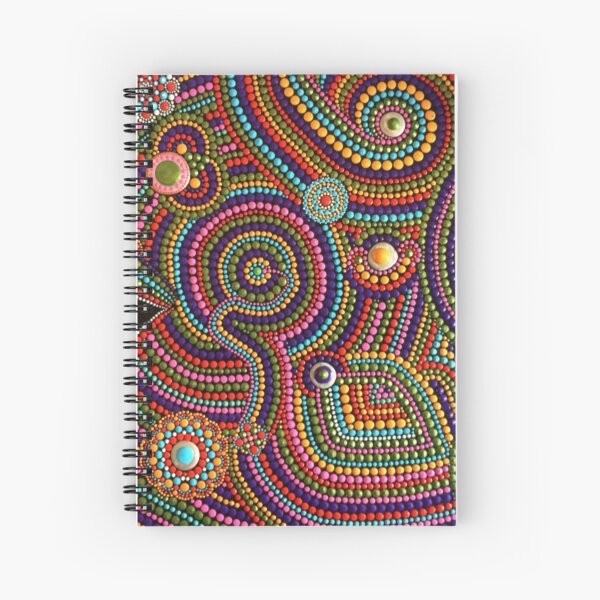 Abstract Dot Painting SPANISH FALL by Dutch Artist Tessa Smits Spiral Notebook
