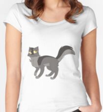Graustreifen Tailliertes Rundhals-Shirt