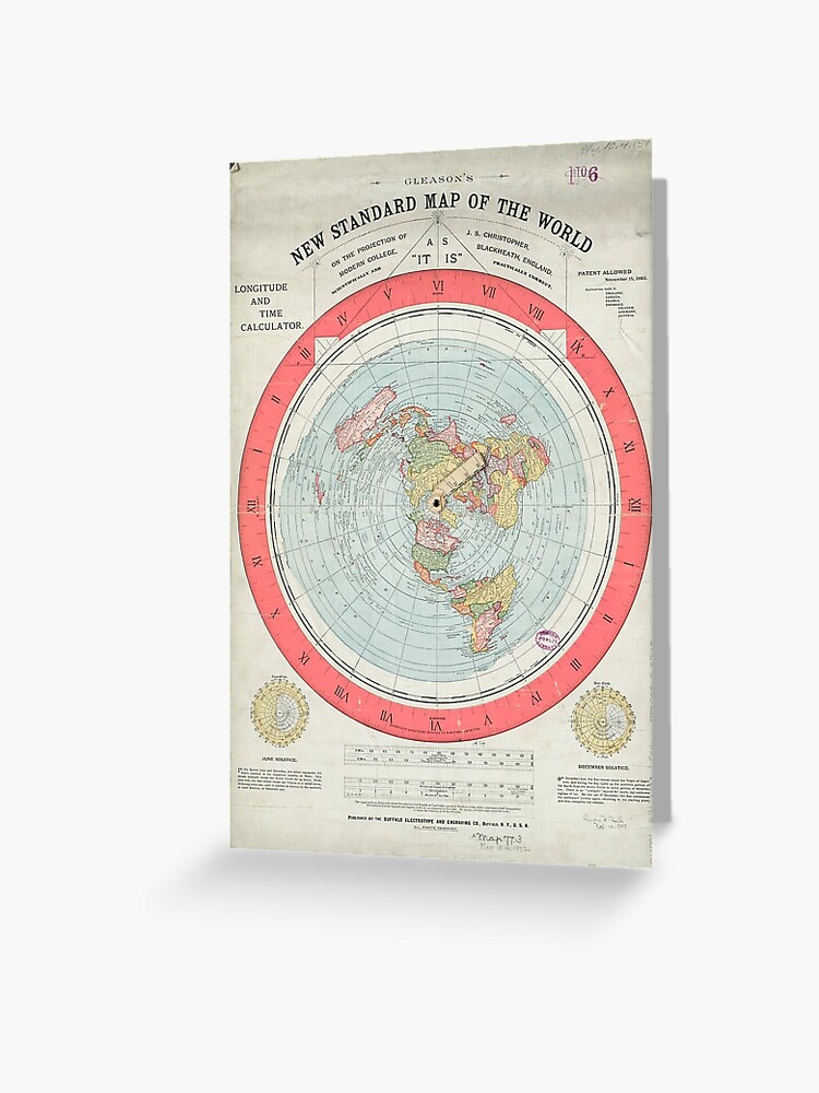 Gleason S Standard Map Of The World Gleason's New Standard Map Of The World" Greeting Card By Redbubblebros |  Redbubble