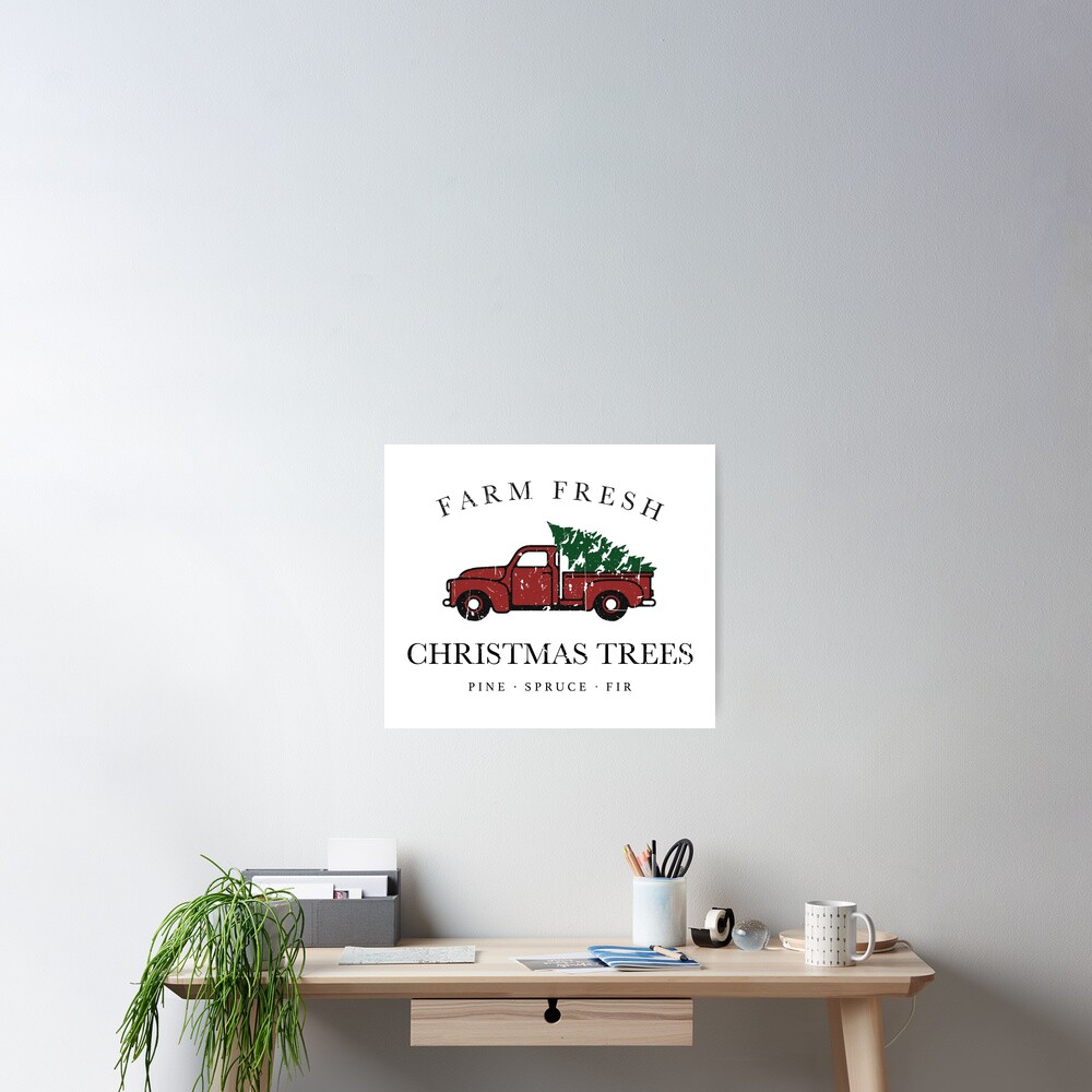 Christmas Tree Farm Vintage Truck Poster
