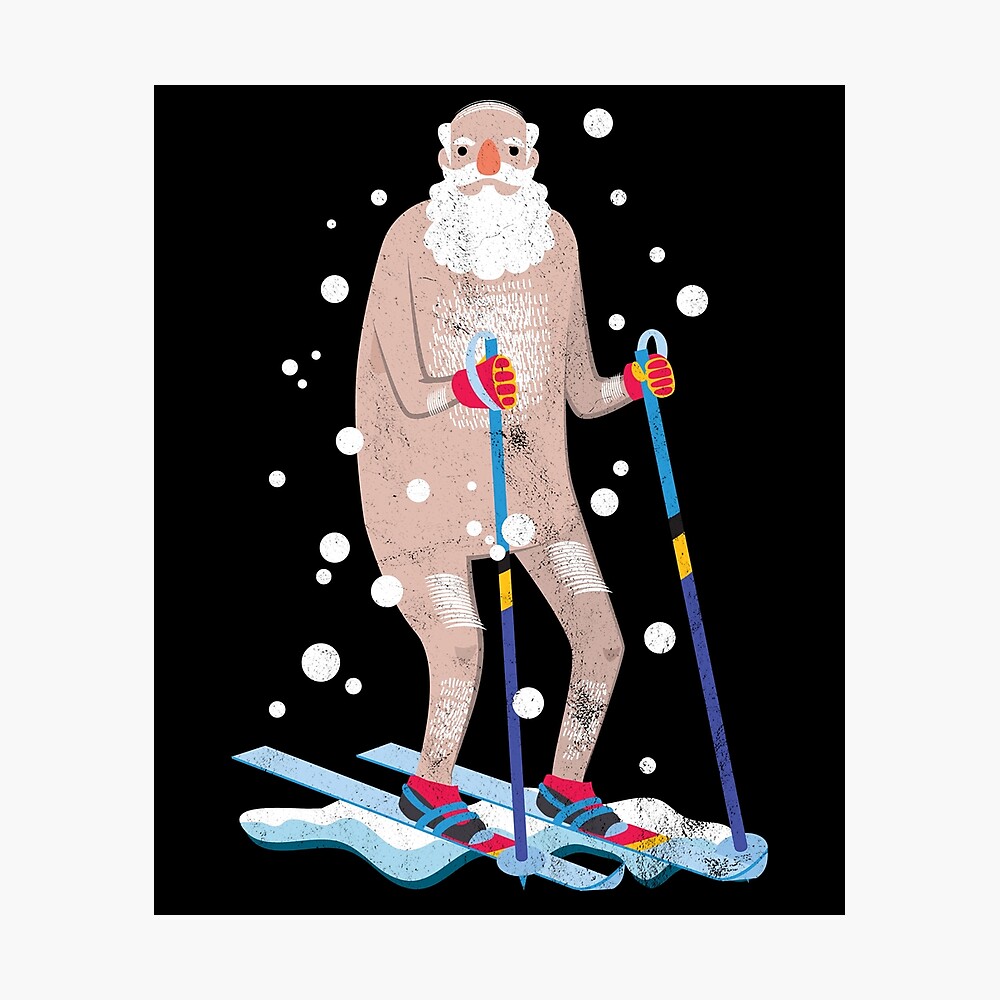 Funny Naked Skiing Santa