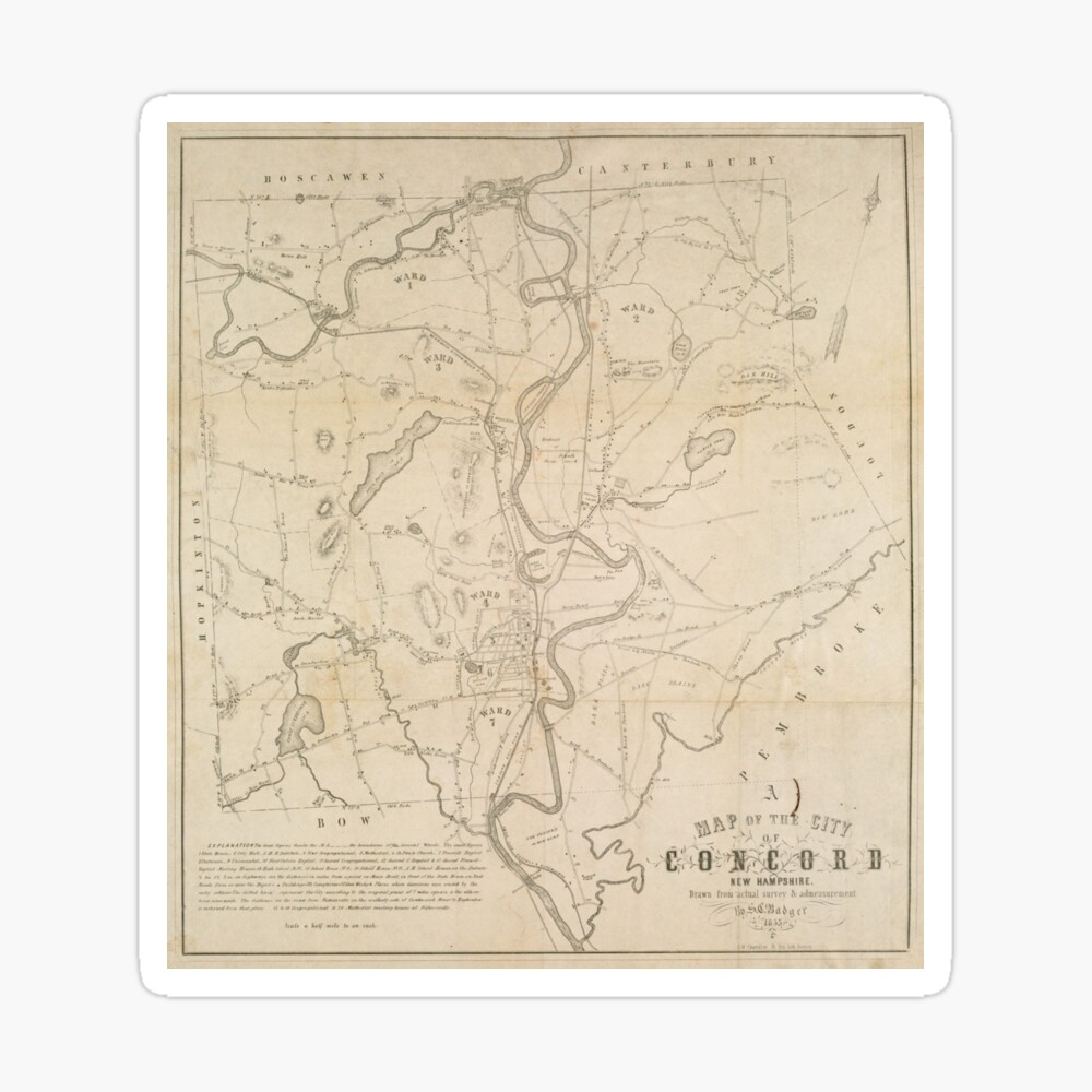 Map Of Concord Nh Vintage Map Of Concord Nh (1855)" Poster By Bravuramedia | Redbubble