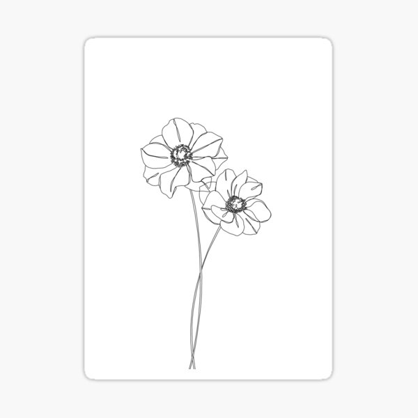 Item preview, Botanical illustration line drawing - Anemones designed and sold by TheColourStudy.