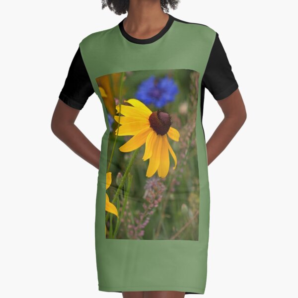 Summer Black Eyed Susan Graphic T-Shirt Dress