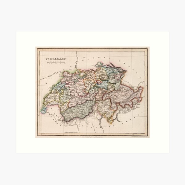 Item preview, Vintage Map of Switzerland (1832) designed and sold by BravuraMedia.