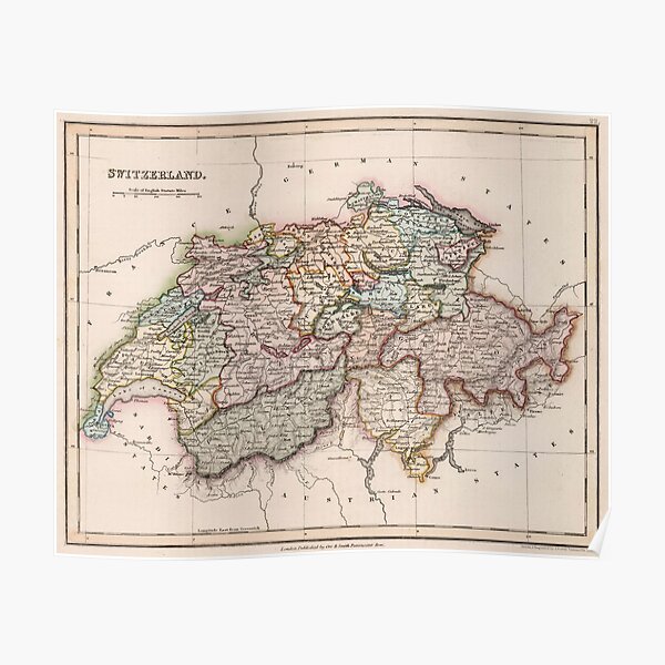 Switzerland Art Switzerland Wall Art Poster Switzerland Gift Map