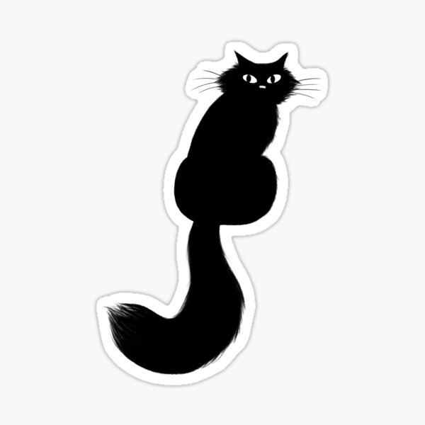 Vista previa del artículo con la obra «Gato negro de pelo largo y cola larga», diseñado y vendido por Jenn Inashvili.