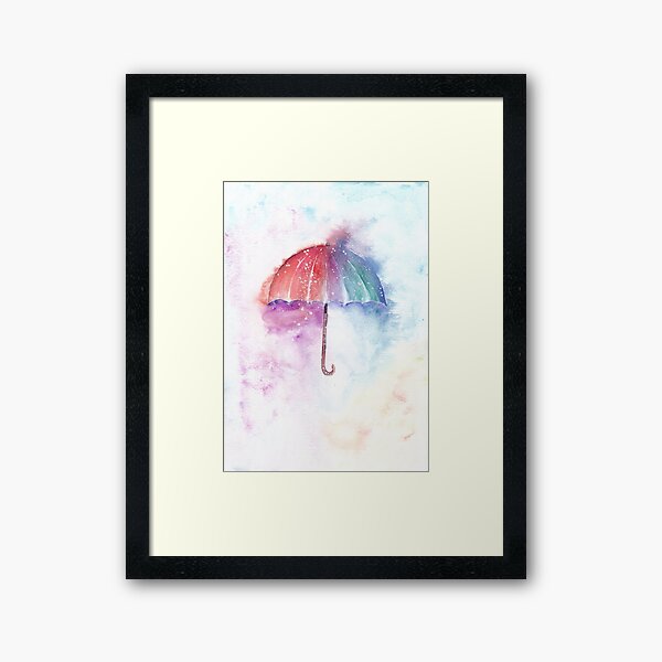 Loose Watercolor Umbrella Framed Art Print