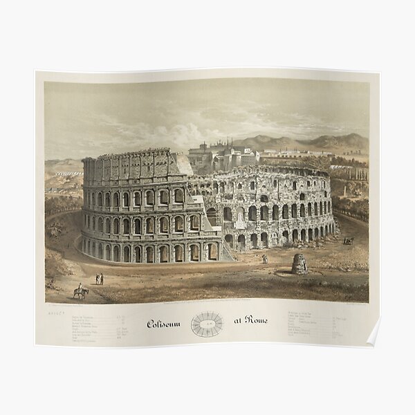 Vintage Illustration of The Roman Colosseum (1872) Poster