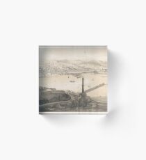 Vintage Pictorial Map of Genoa Italy (1850s) Acrylic Block