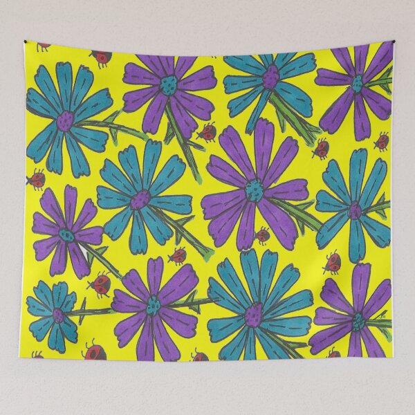 Item preview, Cosmos and Lady Bugs on Yellow  designed and sold by DanielleGensler.