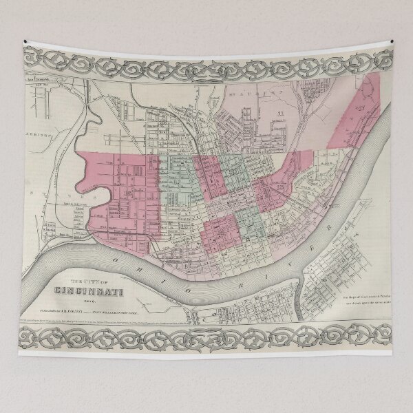 Item preview, Vintage Map of Cincinnati OH (1865) designed and sold by BravuraMedia.