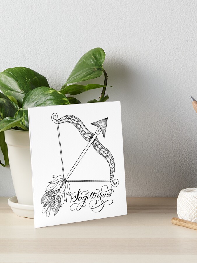 "Sagittarius Bow and Arrow Zodiac Horoscope Sign Birthday Design" Art