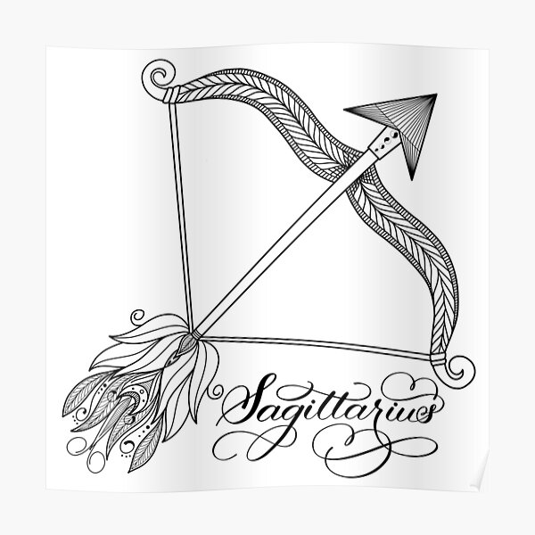 "Sagittarius Bow and Arrow Zodiac Horoscope Sign Birthday Design