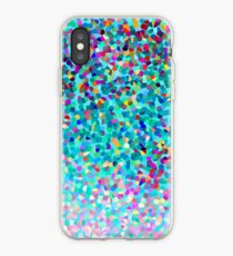 Aqua Blue Multicolored Abstract Art Shapes Pattern iPhone Case
