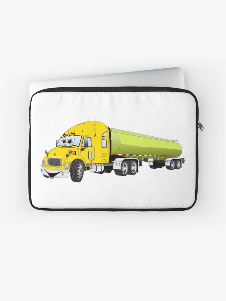 Halb Lkw Gelbgrun Tanker Lkw Karikatur Laptoptasche Von Graphxpro Redbubble