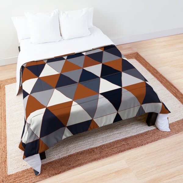 Navy and Rust Triangles II Comforter