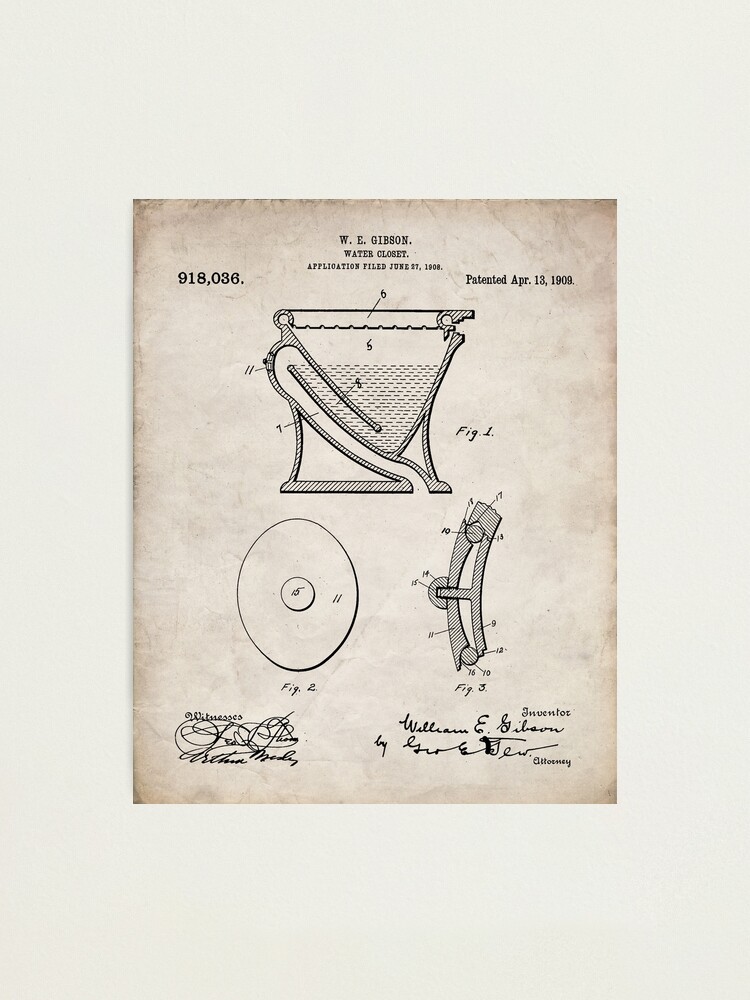 Toilet Patent Print Art 1909