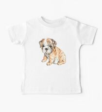 Bulldog Puppy Watercolor Illustration Baby Tee