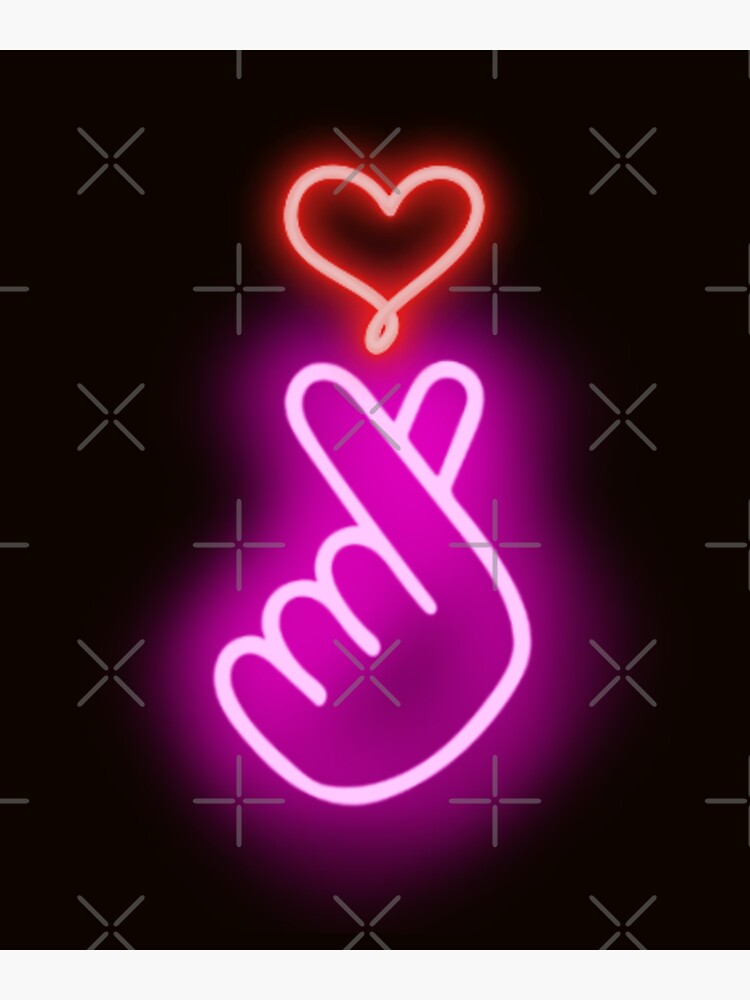 "K-Pop Lover | Finger Heart | Neon " Sticker by House-of-Roc | Redbubble