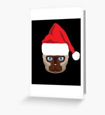 Siamese Cat Santa Hat T-Shirt Cat Lover Christmas Gift Tee Greeting Card