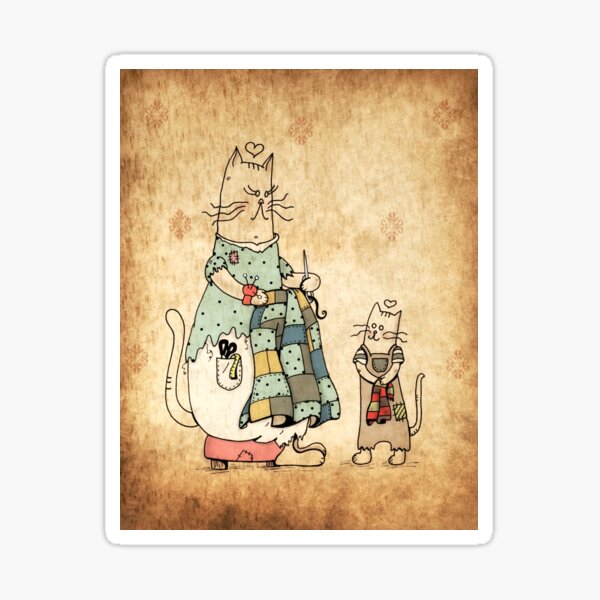 Item preview, Quilting Cat Illustration Art print designed and sold by JaymeKinsey.