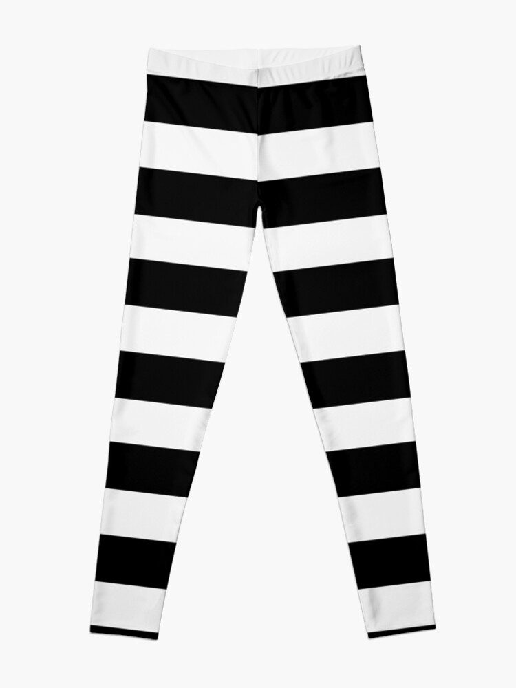 Alternate view of Black White Horizontal Lines Leggings