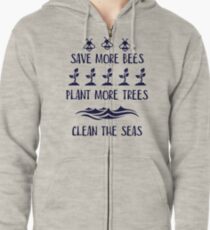 Helfen Sie mehr Bienen, mehr Bäume zu säubern, die das Meere-T-Shirt säubern Hoodie mit Reißverschluss
