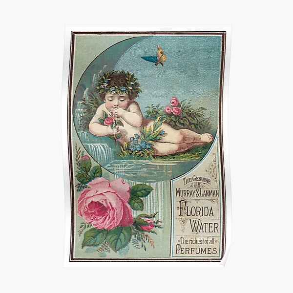 Flowery Cherub Drinking Poster