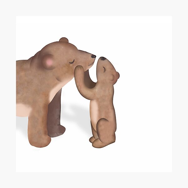 Papa & Baby Bear - Smooches Photographic Print