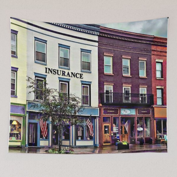 Item preview, Owego NY - Rainy Evening on Front Street designed and sold by Susan Savad.