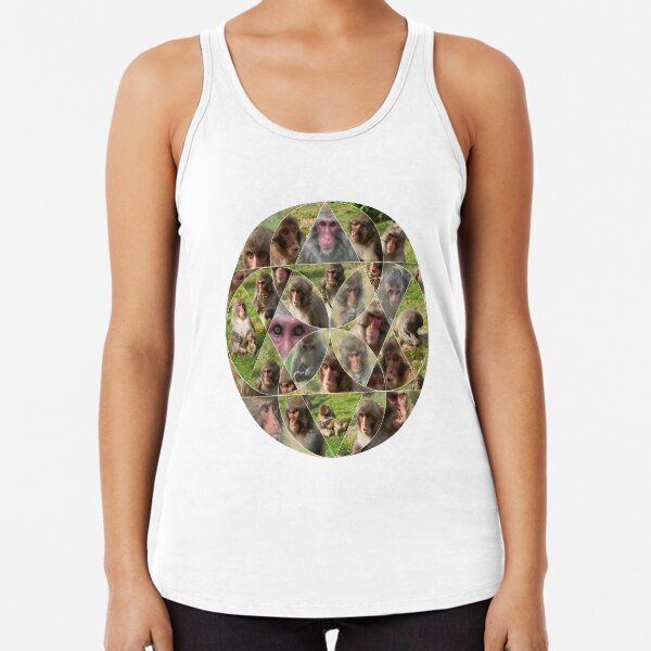 The Many Faces of Snow Monkeys Racerback Tank Top