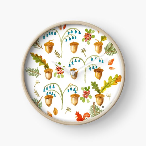 Autumn Acorn Grid Clock