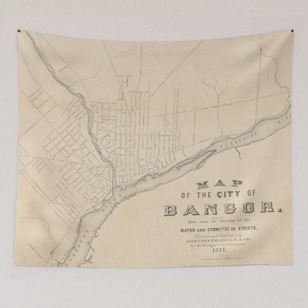 Item preview, Vintage Map of Bangor ME (1871) designed and sold by BravuraMedia.
