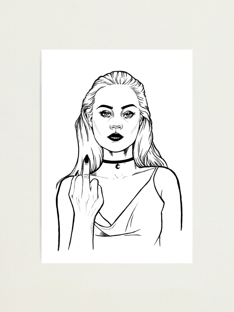 Girl Middle Finger Photographic Print By Skrillu Redbubble