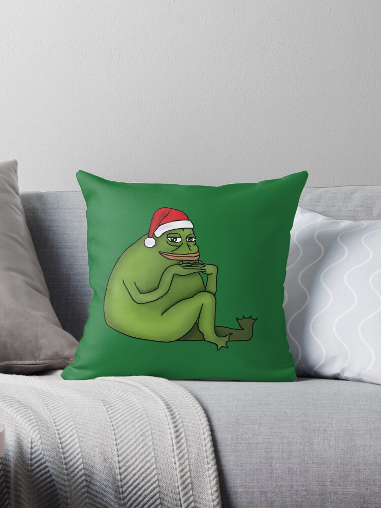 Christmas Groyper With Red Santa Claus Hat And Sitting With Cozy