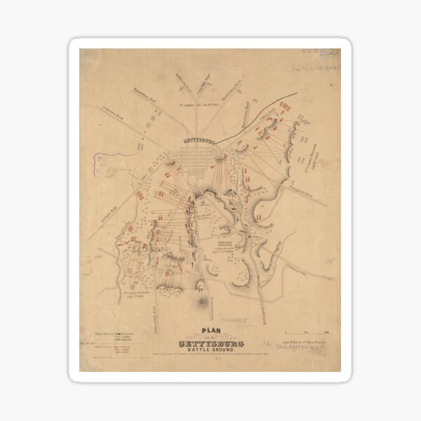 Item preview, Vintage Map of The Battle of Gettysburg (1864) designed and sold by BravuraMedia.