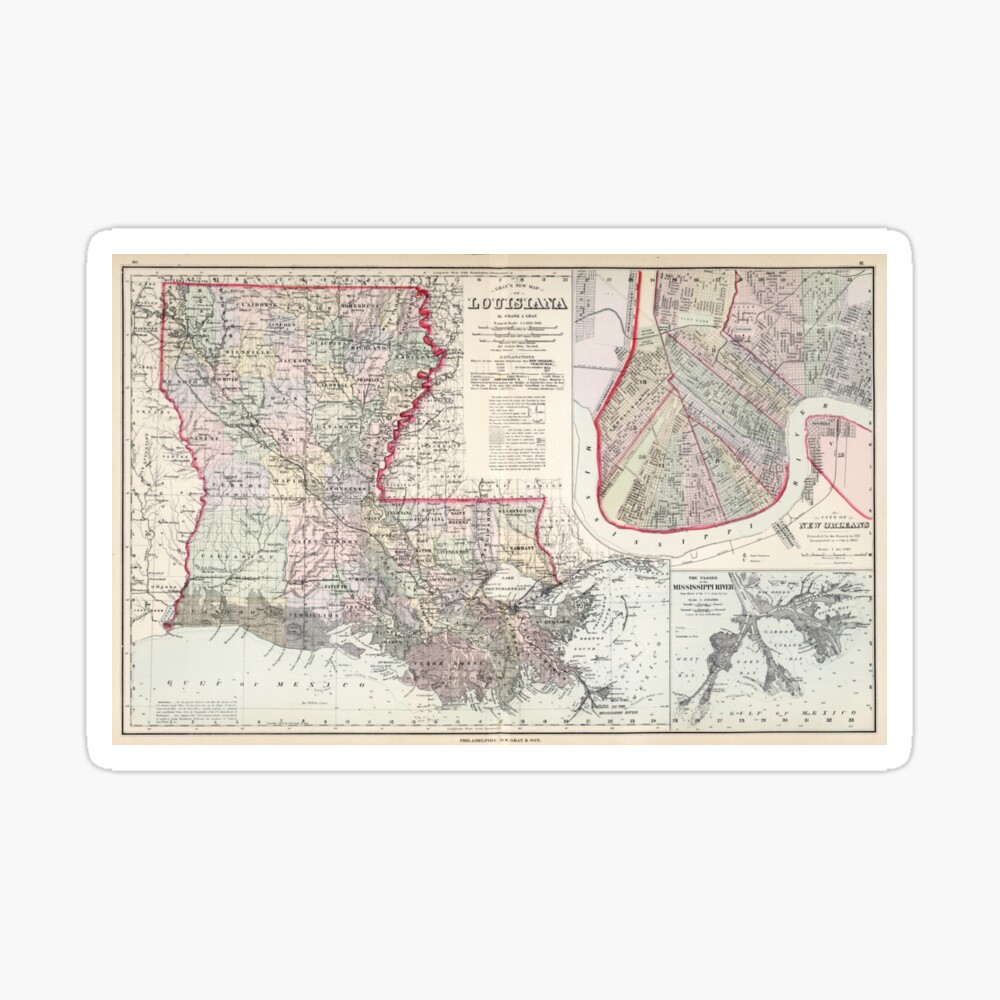 Vintage Louisiana Map (1838) Wall Tapestry by BravuraMedia