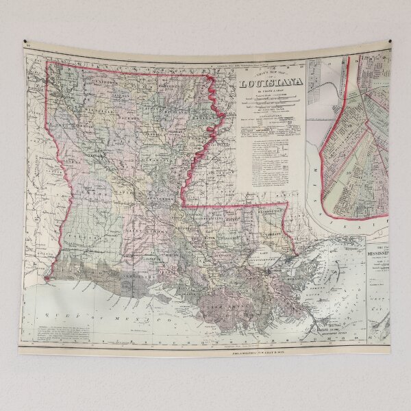 Item preview, Mapa Vintage de Louisiana (1878) designed and sold by BravuraMedia.