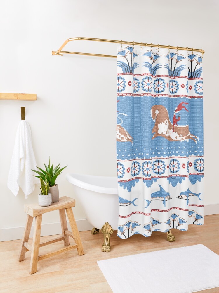 Thumbnail 3 of 5, Shower Curtain, Ancient Knits - Minoan designed and sold by flaroh.